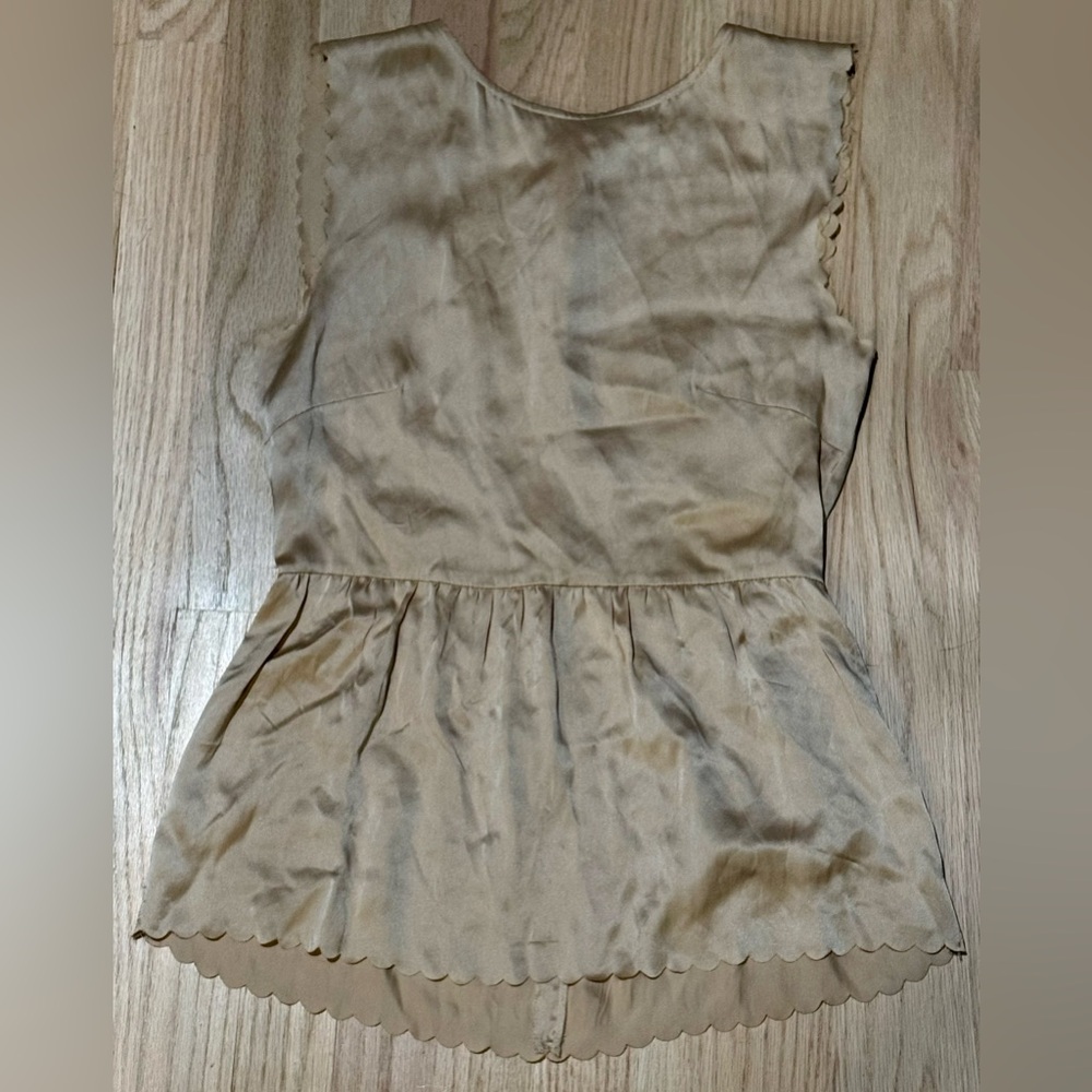 Madewell Beige Silk Scalloped Tank Top XS